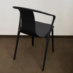 Vitra Einzelstühle|Armlehnstuhl Belleville Bezug Leder Premium Schwarz Gestell Polyamid Spritzguss Tiefschwarz