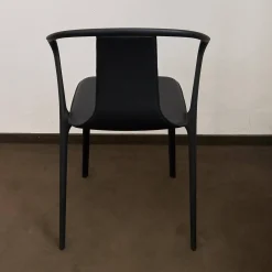 Vitra Einzelstühle|Armlehnstuhl Belleville Bezug Leder Premium Schwarz Gestell Polyamid Spritzguss Tiefschwarz