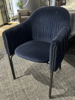 Freifrau Einzelstühle|Armlehnstuhl Celine High Uni Stoff Harald 3 792 Dunkelblau Stahlgestell Celine Schwarz Gleiter Aus Kunststoff