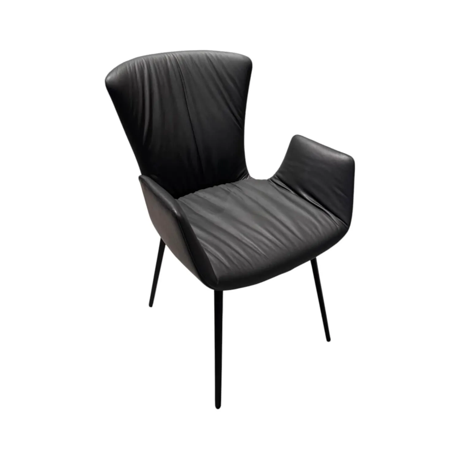 Draenert Einzelstühle|Armlehnstuhl Dexter Leder I 919 Grau Gestell Stahl Schwarz Pulverbeschichtet