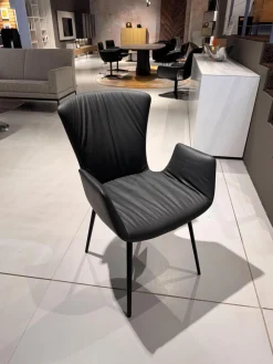 Draenert Einzelstühle|Armlehnstuhl Dexter Leder I 919 Grau Gestell Stahl Schwarz Pulverbeschichtet