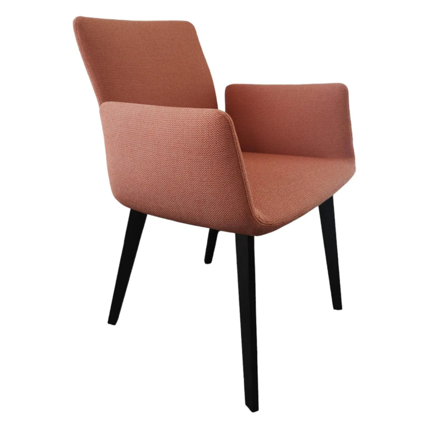 COR Einzelstühle|Armlehnstuhl Jalis Stoff 10071 Grapefruit Orange Rot Gestell Eiche Massiv Dunkel Lackiert Mit Kunststoffgleitern