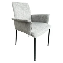 Christine Kröncke Einzelstühle|Armlehnstuhl Jaro 200 Bezug Stoff Sama 092 Argento Grau Gestell Edelstahlrohr Schwarz Pulverbeschichtet