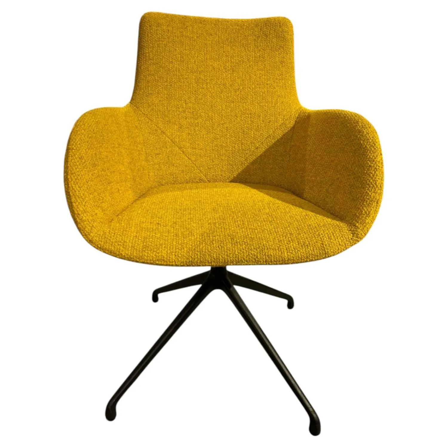 Werther Einzelstühle|Armlehnstuhl Jona Stoff Brera U 3280 Gelb Gestell Fußkreuz Schwarz Drehbar