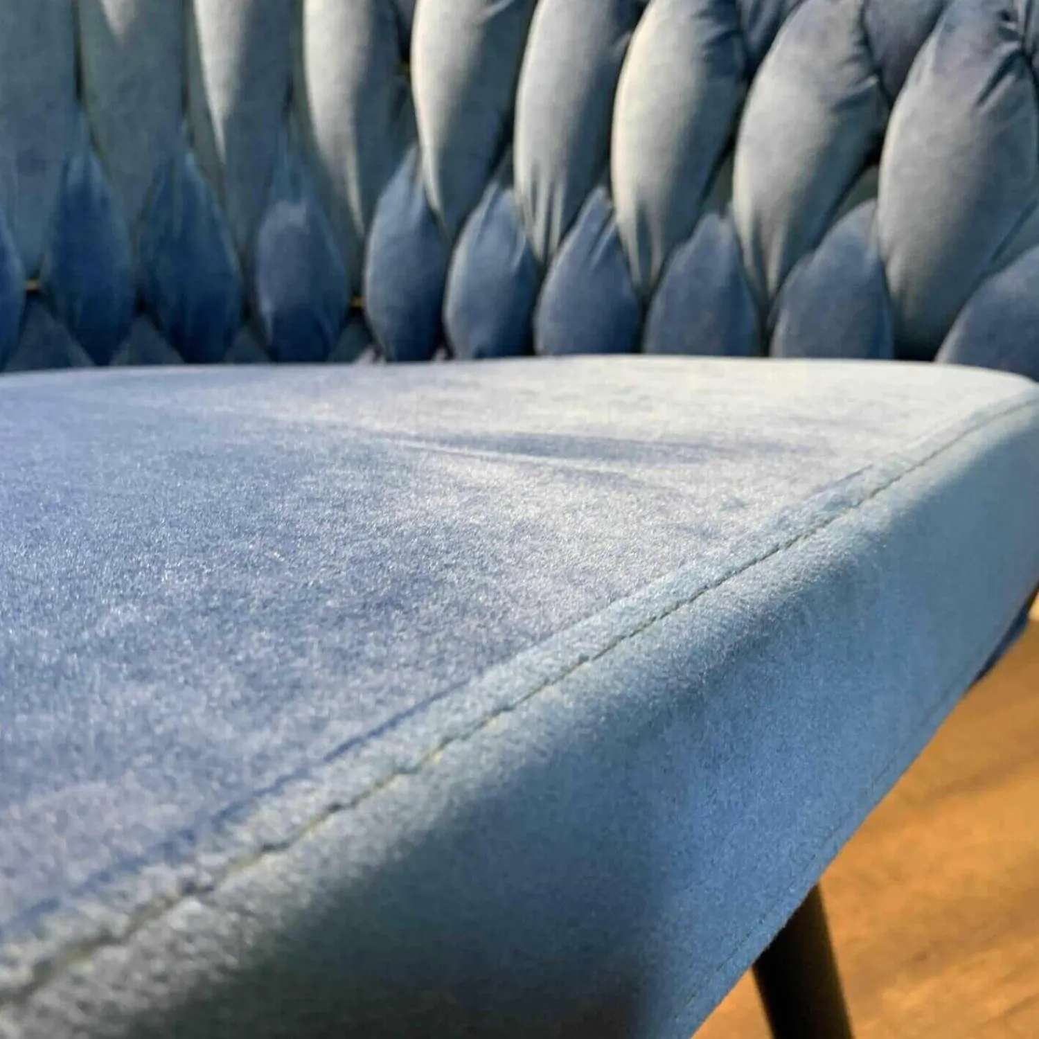 Kare Design Einzelstühle|Armlehnstuhl Knot Stoff Blau Gestell Holz Braun