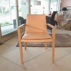 Bielefelder Werkstätten Einzelstühle|Armlehnstuhl Lexington Stoff Orange Rosa Holz