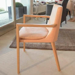 Bielefelder Werkstätten Einzelstühle|Armlehnstuhl Lexington Stoff Orange Rosa Holz