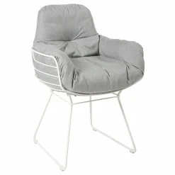 Freifrau Einzelstühle|Armlehnstuhl Leyasol High Outdoor Uni Stoff Sunbrella Nattè Grey Chinè Grau Drahtgestell Verkehrsweiss