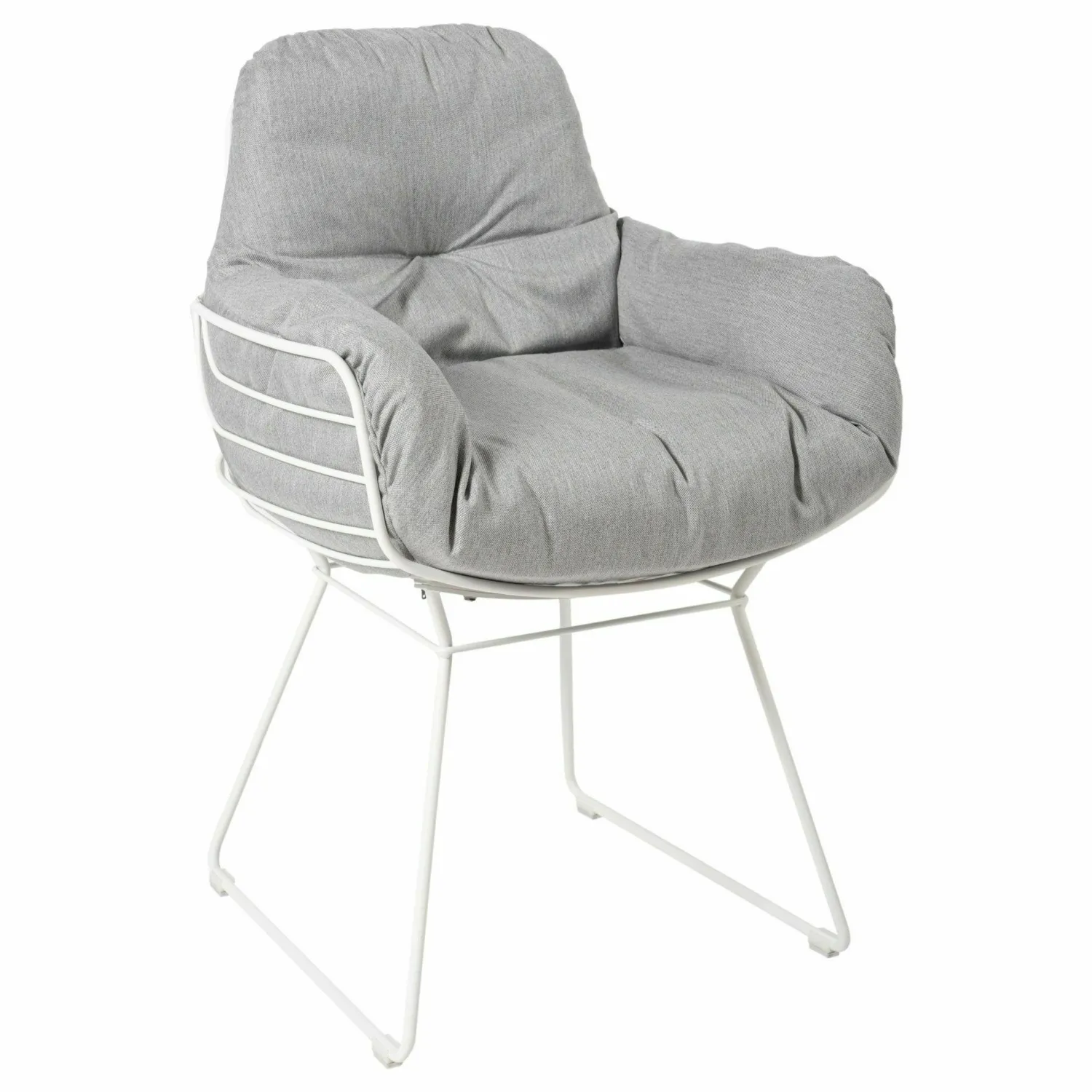 Freifrau Einzelstühle|Armlehnstuhl Leyasol High Outdoor Uni Stoff Sunbrella Nattè Grey Chinè Grau Drahtgestell Verkehrsweiss