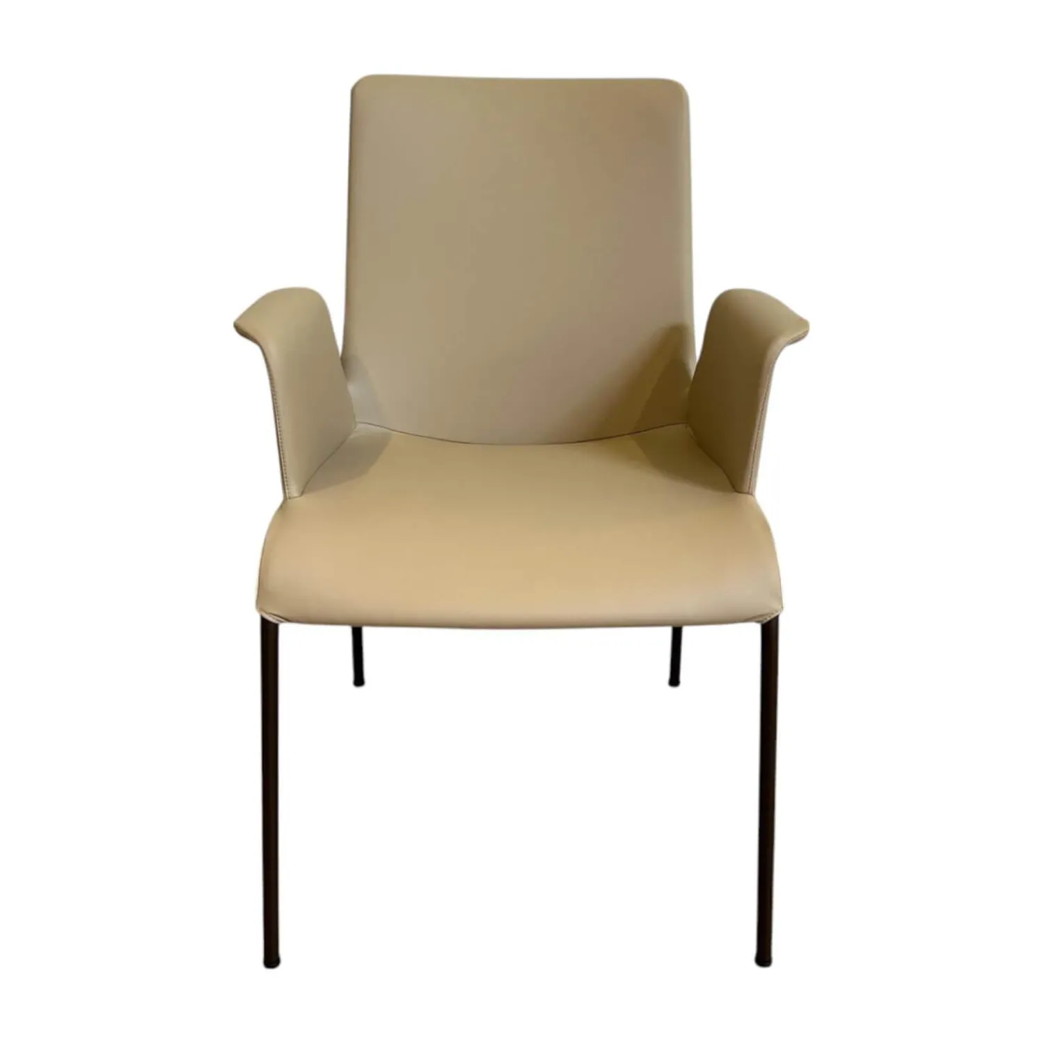 Walter Knoll Einzelstühle|Armlehnstuhl Liz 1314 Leder Ascot Pearl Beige Gestell Bronze Schwarz Matt Hoher Rücken