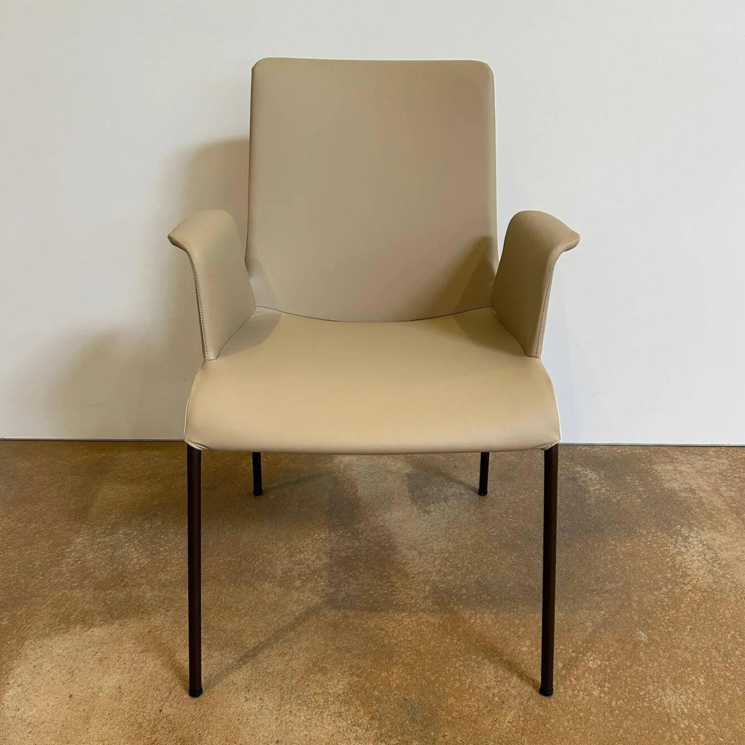 Walter Knoll Einzelstühle|Armlehnstuhl Liz 1314 Leder Ascot Pearl Beige Gestell Bronze Schwarz Matt Hoher Rücken