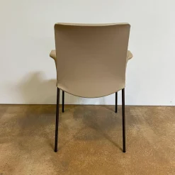 Walter Knoll Einzelstühle|Armlehnstuhl Liz 1314 Leder Ascot Pearl Beige Gestell Bronze Schwarz Matt Hoher Rücken