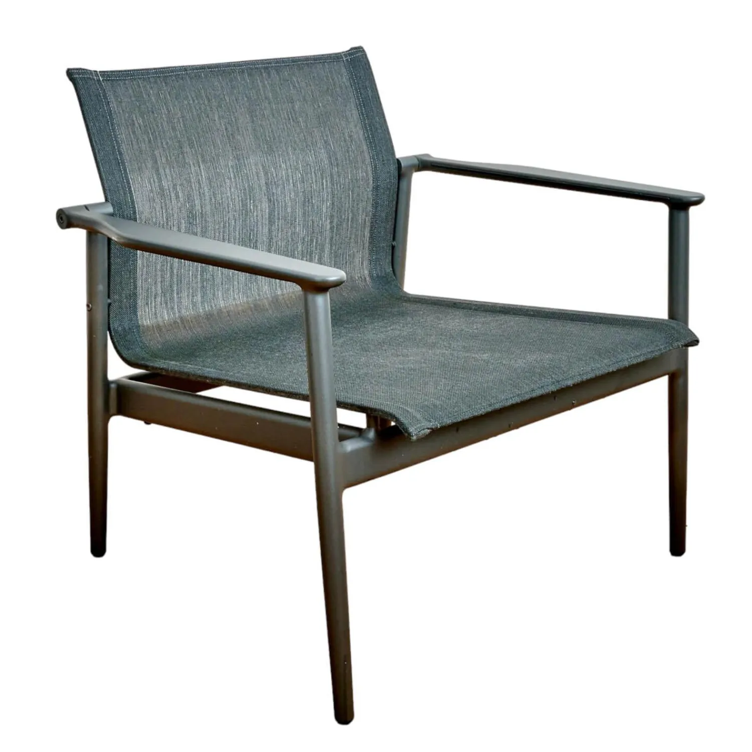 Gloster Einzelstühle|Armlehnstuhl Lounge Chair 180 Bezug Sling Anthrazit Aluminiumgestell Meteor Anthrazit Pulverbeschichtet