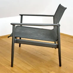 Gloster Einzelstühle|Armlehnstuhl Lounge Chair 180 Bezug Sling Anthrazit Aluminiumgestell Meteor Anthrazit Pulverbeschichtet