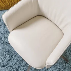 Leolux Einzelstühle|Armlehnstuhl Mara Cruz Bezug Leder Senso 9050 Pampas Weiß Drehgestell Epoxy E.220