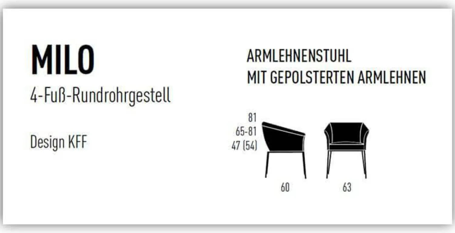 KFF Einzelstühle|Armlehnstuhl Milo Leder Glove Dolphin 451 Gestell Metall Anthrazit M23