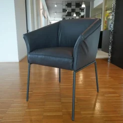 KFF Einzelstühle|Armlehnstuhl Milo Leder Glove Dolphin 451 Gestell Metall Anthrazit M23