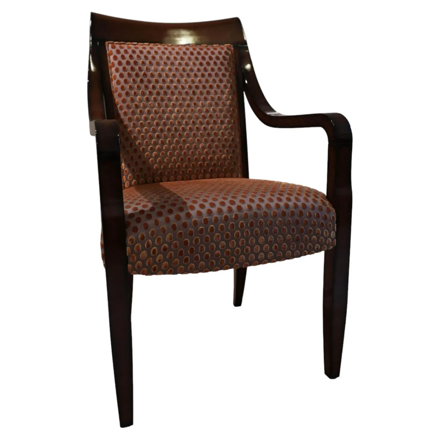 Finkeldei Einzelstühle|Armlehnstuhl Modell orly 9620mit Sichtholz Stoff Bezug Goldgelb Braun Toul 33 118 Sichtholzgestell Gebeizt und Lackiert