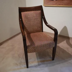 Finkeldei Einzelstühle|Armlehnstuhl Modell orly 9620mit Sichtholz Stoff Bezug Goldgelb Braun Toul 33 118 Sichtholzgestell Gebeizt und Lackiert