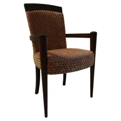 Finkeldei Einzelstühle|Armlehnstuhl Modell Visconti Orly 9620 Stoff Bezug Toul 33 118 Goldgelb Braun Sichtholzgestell Gebeizt und Lackiert