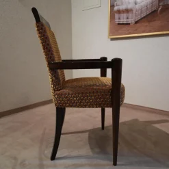 Finkeldei Einzelstühle|Armlehnstuhl Modell Visconti Orly 9620 Stoff Bezug Toul 33 118 Goldgelb Braun Sichtholzgestell Gebeizt und Lackiert