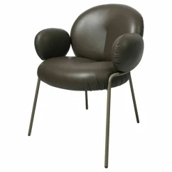 Freifrau Stuhlsets|Armlehnstuhl Nana Leder Opium Plaza Brau Graun 80018 Cat. 154 Stahlgestell Beigegrau ME006 lackiert