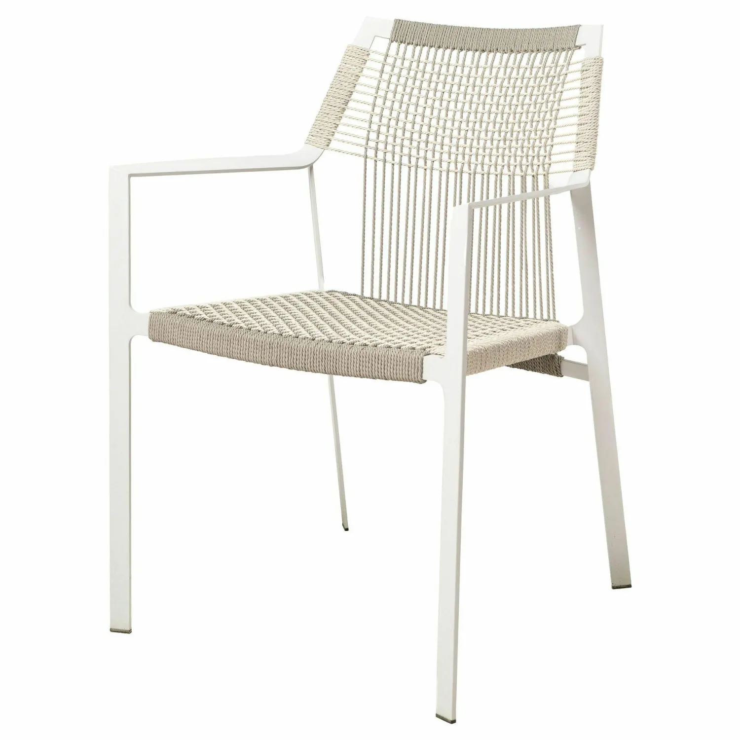 Tribù Stuhlsets|Armlehnstuhl Nodi Geflecht Canax Linen 10 Weiß Gestell Stahl Pulverbeschichtet Weiß
