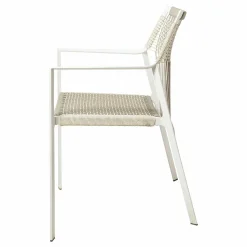 Tribù Stuhlsets|Armlehnstuhl Nodi Geflecht Canax Linen 10 Weiß Gestell Stahl Pulverbeschichtet Weiß