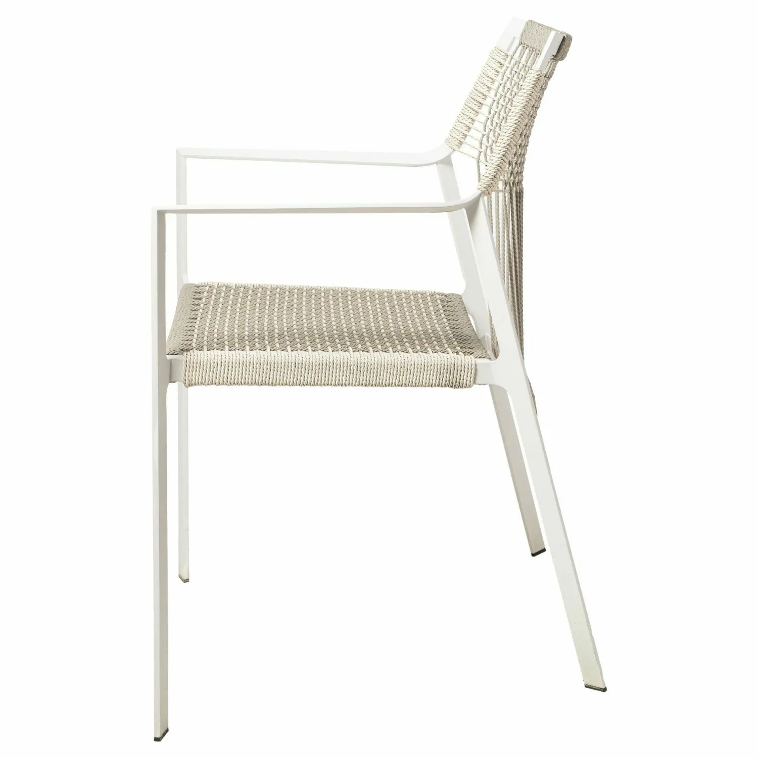 Tribù Stuhlsets|Armlehnstuhl Nodi Geflecht Canax Linen 10 Weiß Gestell Stahl Pulverbeschichtet Weiß