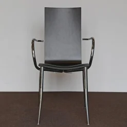 Driade Einzelstühle|Armlehnstuhl Olly Tango Ausführung Ebenholzfarbener Ahorn Gestell Stahl Verchromt Stapelbar