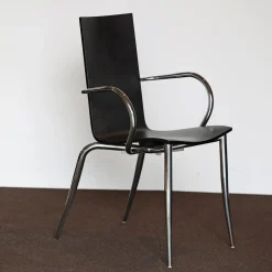 Driade Einzelstühle|Armlehnstuhl Olly Tango Ausführung Ebenholzfarbener Ahorn Gestell Stahl Verchromt Stapelbar