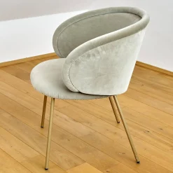 Freifrau Einzelstühle|Armlehnstuhl Ona Bezug Stoff Velour Kvadrat Harald 3 143 Goldbeige Beige Stahlgestell Ona Messing ME021