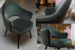 Knoll International Einzelstühle|Armlehnstuhl Saarinen Kollektion Relax Konferenz Bezug Stoff Cactus 169 Eva Füße Eiche Auf Ebenholz Gebeizt