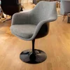 Knoll International Einzelstühle|Armlehnstuhl Saarinen Vollpolster Stoff Hallingdal 126 Grau Gestell Schwarz
