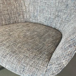 Walter Knoll Einzelstühle|Armlehnstuhl Sheru 353 10C Innen Stoff Sorel 7872 Tanzanite Grau Außen Leder Vintage 1437 Midnight Blue Blau Gestell Nussbaum