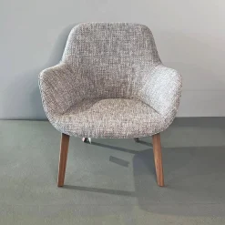 Walter Knoll Einzelstühle|Armlehnstuhl Sheru 353 10C Innen Stoff Sorel 7872 Tanzanite Grau Außen Leder Vintage 1437 Midnight Blue Blau Gestell Nussbaum