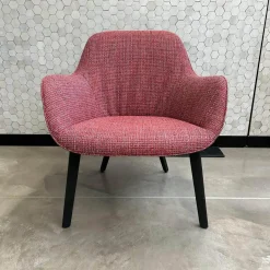 Walter Knoll Einzelstühle|Armlehnstuhl Sheru 353 10C Innen Stoff Oakworth Cassis 2949 14 Rosa Rot Außen Vintage Night Blue Schwarz Gestell Schwarz