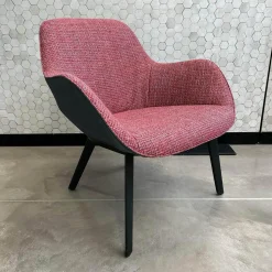 Walter Knoll Einzelstühle|Armlehnstuhl Sheru 353 10C Innen Stoff Oakworth Cassis 2949 14 Rosa Rot Außen Vintage Night Blue Schwarz Gestell Schwarz