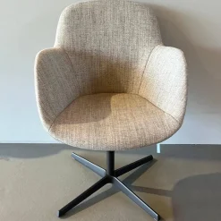 Walter Knoll Einzelstühle|Armlehnstuhl Sheru 1437 C Sitz Stoff Togba Sahara Beige Rücken Leder Elen Bamboo Braun Gestell Bronze Pulverbeschichtet