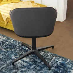 Vitra Einzelstühle|Armlehnstuhl Softshell Bezug Stoff Plano Dunkelgrau 4 Stern Gestell Drehbar Aus Aluminium Pulverbeschichtet Basic Dark Schwarz