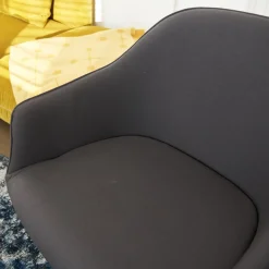 Vitra Einzelstühle|Armlehnstuhl Softshell Bezug Stoff Plano Dunkelgrau 4 Stern Gestell Drehbar Aus Aluminium Pulverbeschichtet Basic Dark Schwarz