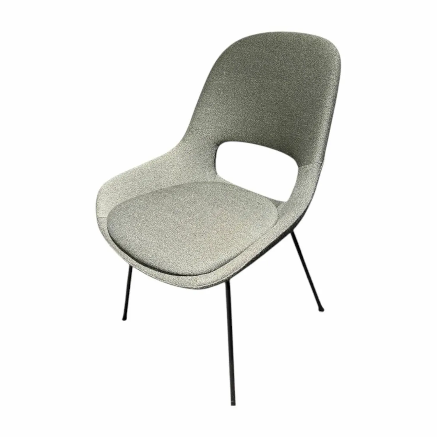 Freifrau Einzelstühle|Armlehnstuhl Theia Low Stoff Shake Algae Grau Grün Stahlgestell Tiefschwarz Mit Filzgleitern