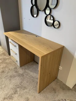 Musterring Schreibtische & Sekretäre|Aufsatzschreibtisch Airline 300 Platte Balkeneiche Lack Kristallgrau Matt Griff 344 Eiche