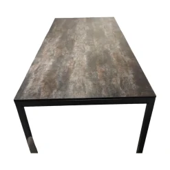 Contur Esstische|Auszugstisch Pienza Platte Keramik Oxido Darknight Grau Anthrazit Gestell Aluminium Schwarzgrau Pulverbeschichtet