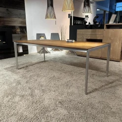 Team 7 Esstische|Auszugtisch Tak Platte Nussbaum Naturöl Gestell Metall Edelstahl Finish Mit Einlegeplatte