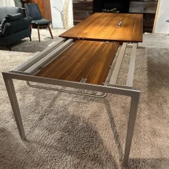 Team 7 Esstische|Auszugtisch Tak Platte Nussbaum Naturöl Gestell Metall Edelstahl Finish Mit Einlegeplatte