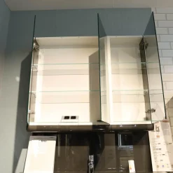 Hülsta Vitrinen & Highboards|Badkombination Gentis Bad Hinterlackiertes Glas Lack Hochglanz Grau Mit LED Beleuchtung