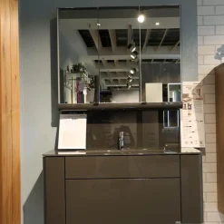 Hülsta Vitrinen & Highboards|Badkombination Gentis Bad Hinterlackiertes Glas Lack Hochglanz Grau Mit LED Beleuchtung