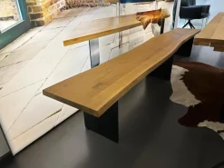 Contur Bänke|Bank 3100 Eiche Astig Braun Pigmentiert Waldkante Gestell Rohstahl Mit Arbeitsspuren