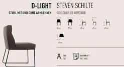 D-Light Essgruppen|Bank 1425 B4 Leder Sauvage Moro Braun mit Stuhl